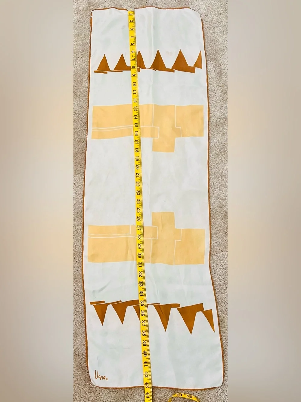 Vintage Vera Neumann 100% Silk Scarf Abstract Geometric Hand Rolled Signed Vera